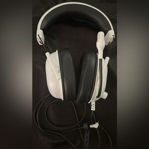 White and Black Razer Gaming Headset with Microphone